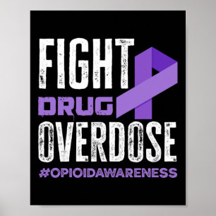 Affiche Combattre la surdose de drogue Pruple Ribbon Opioï