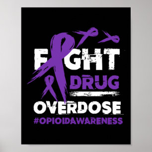 Affiche Combattre la surdose de drogue Pruple Ribbon Opioï