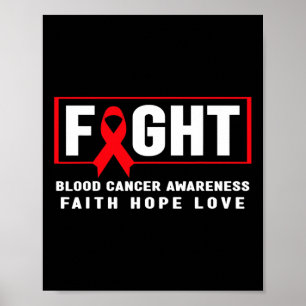 Affiche Combattre le cancer du sang - Ruban rouge