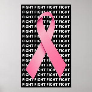 Affiche Combattre le cancer du sein Ruban rose