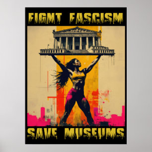 Affiche Combattre le fascisme Sauver les musées