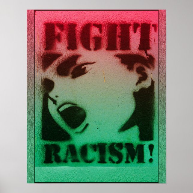 Affiche Combattre le racisme en rouge noir et vert (Devant)
