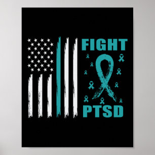 Affiche Combattre Le Ruban Turquoise Ptsd Et Son Indicateu