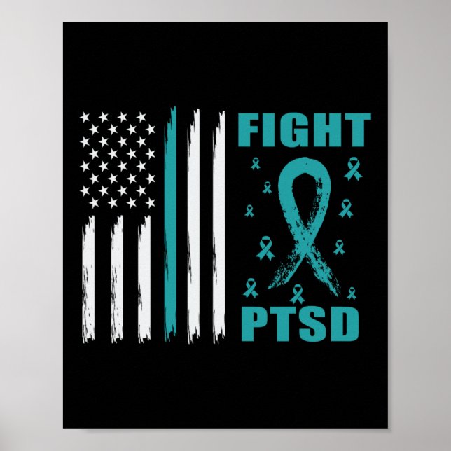 Affiche Combattre Le Ruban Turquoise Ptsd Et Son Indicateu (Devant)