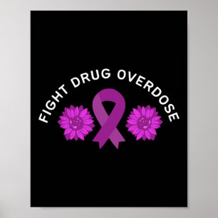 Affiche Combattre l'overdose de ruban violet Floral Flower