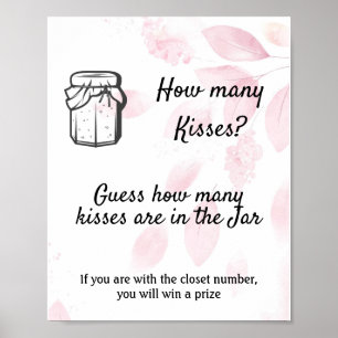 Affiche Combien de Baisers ? - Aquarelle rose