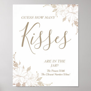 Affiche Combien de baisers Jeu de babille mariage floral P