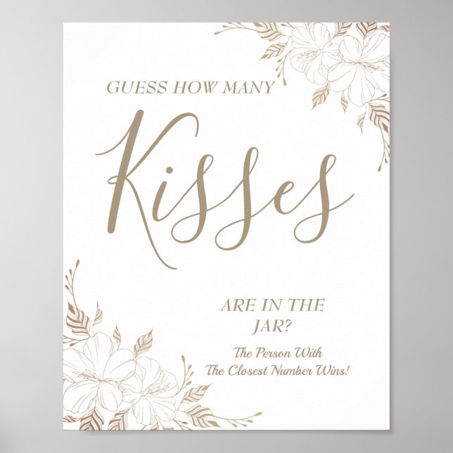 Affiche Combien de baisers Jeu de babille mariage floral P (Devant)