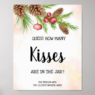 Affiche Combien de baisers Panneau de jeu de Baby Shower d