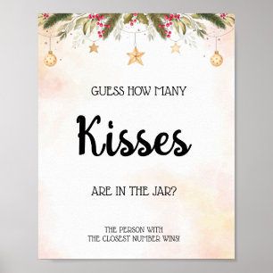 Affiche Combien de baisers Panneau de jeu de Baby Shower d