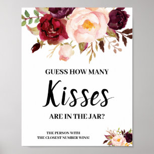 Affiche Combien de baisers Panneau de jeu de Baby Shower M