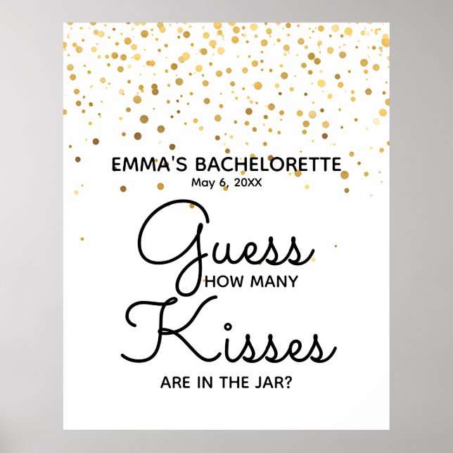 Affiche combien de baisers sont dans le jeu de douche jar (Devant)