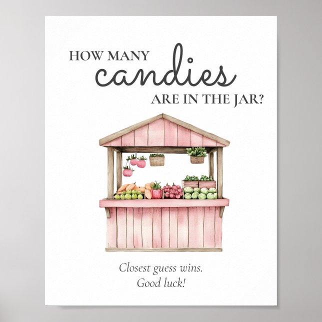 Affiche Combien de bonbons fermiers marché bébé fille douc (Devant)