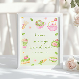Affiche Combien de bonbons Fille Baby Shower Thè Matcha Ro