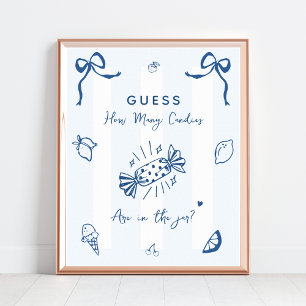 Affiche Combien de bonbons Italie Baby shower Jeu Signe