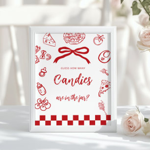 Affiche Combien de bonbons Jeu dessiné à la main avec un r