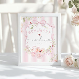 Affiche Combien de bonbons Love Bug Wildflower Baby Shower