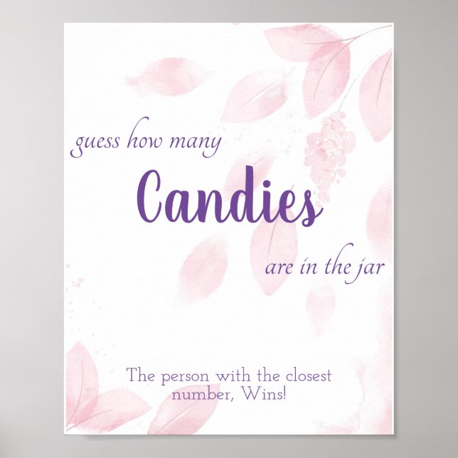 Affiche Combien de bonbons Panneau de jeu de Baby Shower d (Devant)