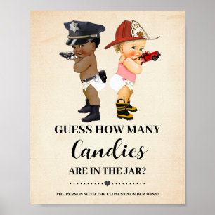 Affiche Combien de bonbons Petit Recrue Jeu de Baby Shower