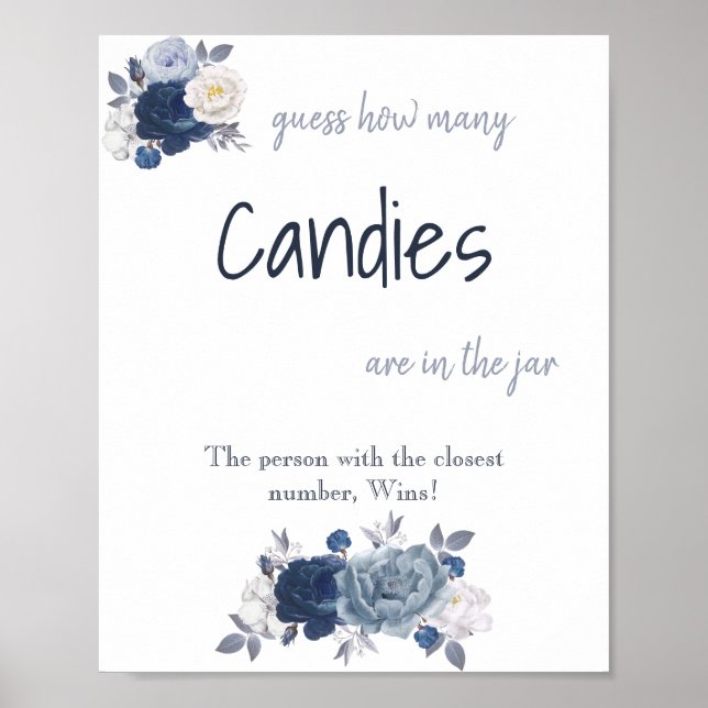 Affiche Combien de bonbons Signe de jeu de Baby Shower (Devant)