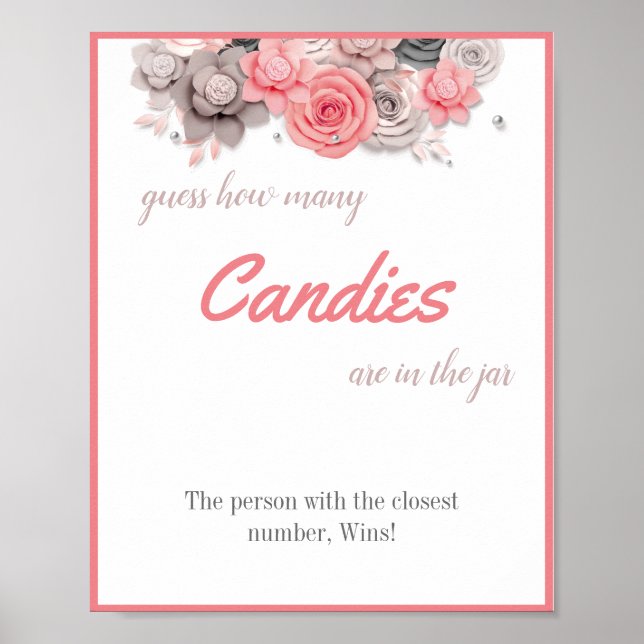 Affiche Combien de bonbons Signe de jeu de Baby Shower (Devant)