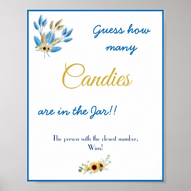 Affiche Combien de bonbons Signe de jeu de Baby Shower de  (Devant)