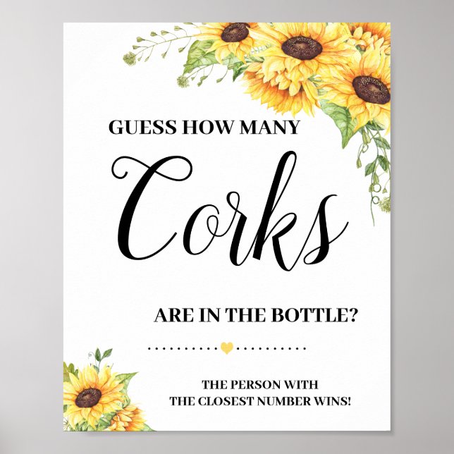 Affiche Combien de bouchons jeu de tournesols de mariage s (Devant)