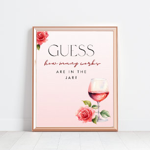 Affiche Combien de bouchons Vin Thème Douche Jeu Signe