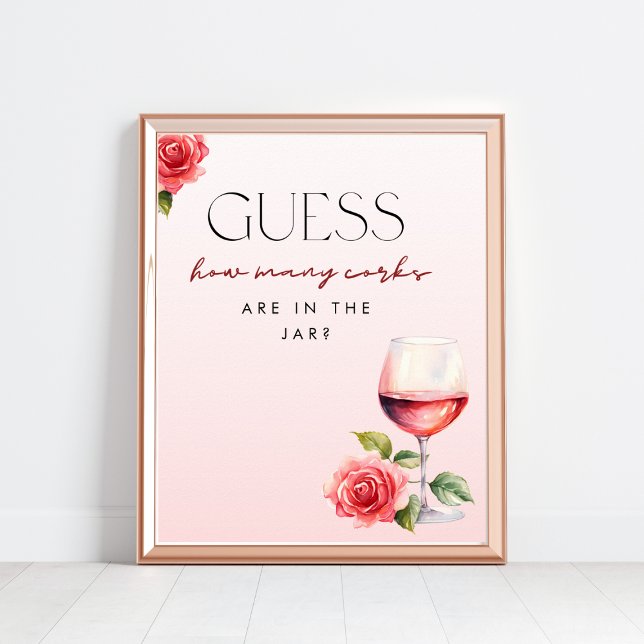 Affiche Combien de bouchons Vin Thème Douche Jeu Signe (Créateur téléchargé)