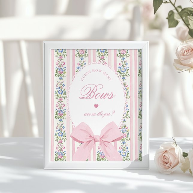 Affiche Combien de Bows Devinant Jeu Coquette Bow Rose (Créateur téléchargé)