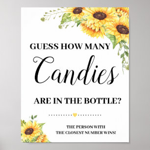 Affiche Combien de Candies signe de jeu Baby shower tourne