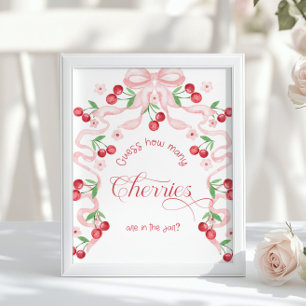 Affiche Combien de cerises dans le bocal ruban rose Baby s