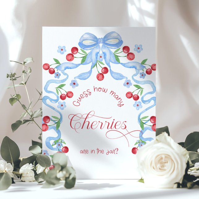 Affiche Combien de cerises dans le pot ruban bleu Baby sho (Créateur téléchargé)