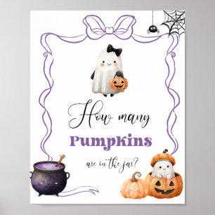 Affiche Combien de citrouilles Halloween violet Nœud