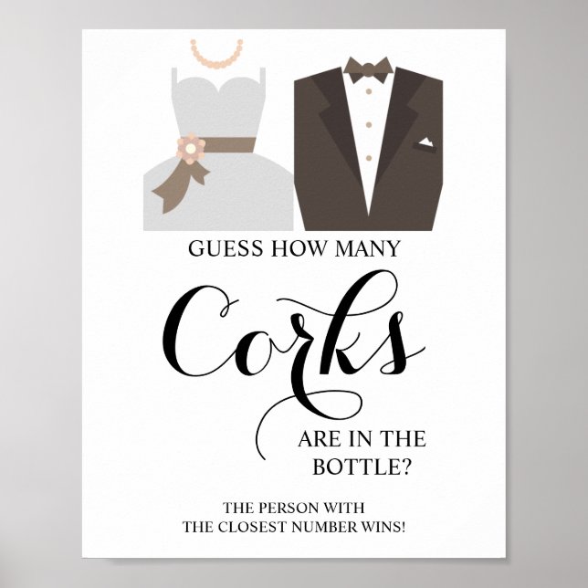 Affiche Combien de Corks Fête des mariées Jeu (Devant)