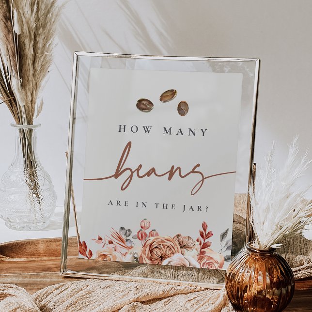 Affiche Combien De Fèves De Café Sont Dans Le Jeu Jar (Bridal shower coffee bean guessing game sign)