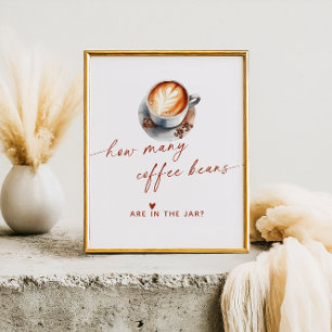 Affiche Combien de grains de café Jeu de Baby Shower de Ma