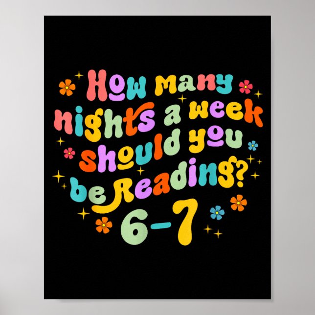 Affiche Combien de nuits de lecture 67 Meme drôle Six Sept (Devant)