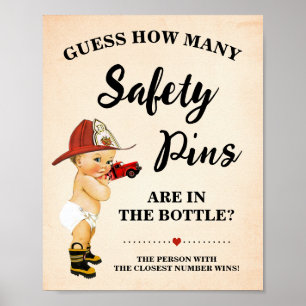 Affiche Combien de paniers de sécurité Jeu Baby shower pom