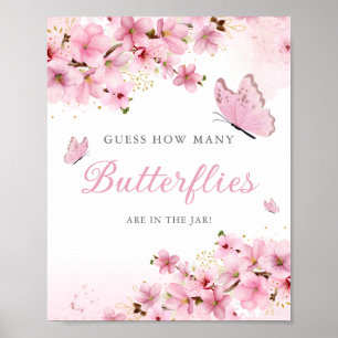 Affiche Combien de papillons dans le baby shower du sucre