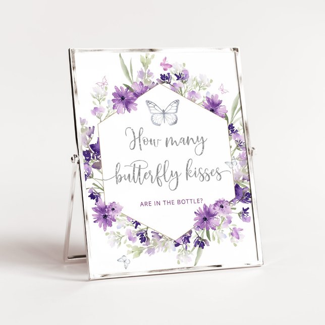 Affiche Combien de papillons embrasse baby shower jeu post (Créateur téléchargé)