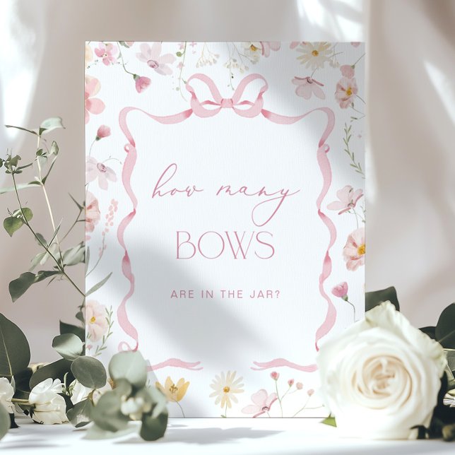 Affiche Combien de rubans Rose Fleurs Ruban Jeu Baby Showe (Créateur téléchargé)