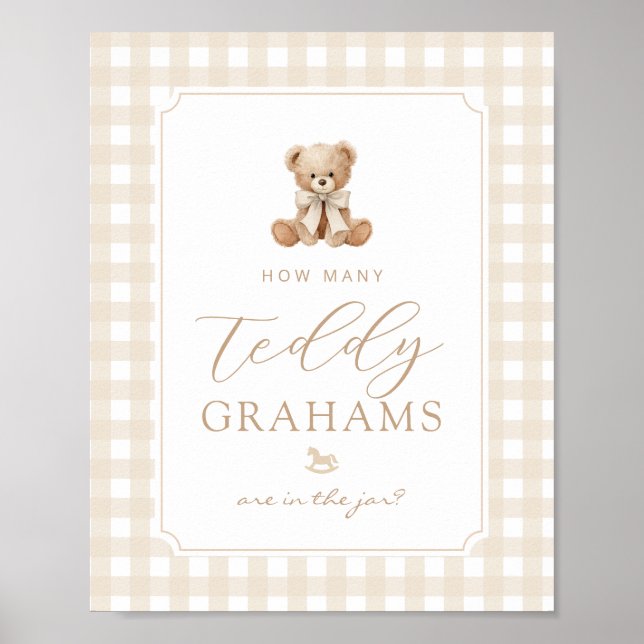 Affiche Combien de teddy grahams Gingham unisexe (Devant)