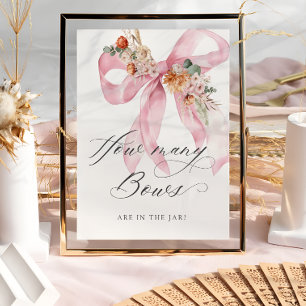 Affiche Combien de vaches Floral Baby shower Bow Rose