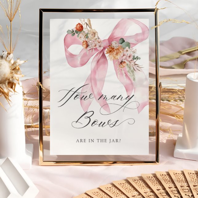 Affiche Combien de vaches Floral Baby shower Bow Rose (Créateur téléchargé)