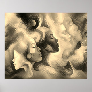 Affiche Combien de visages voyez-vous sur un mur noir et b