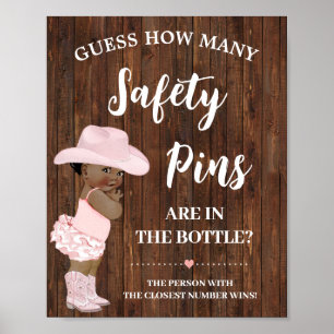 Affiche Combien d'Épingles de Sécurité AA Cowgirl Baby sho