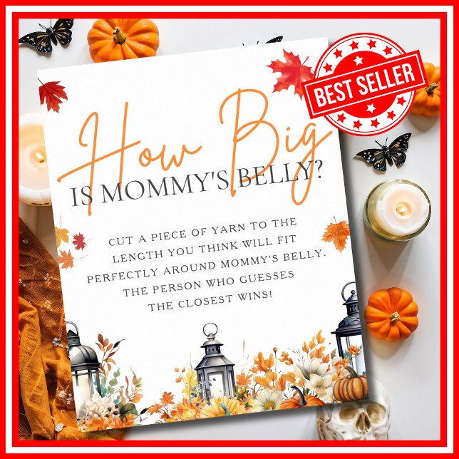 Affiche COMBIEN EST-CE QUE LE BELLY DE MOMMY EST UN JEU Ci (HOW BIG IS MOMMY'S BELLY A Little Pumpkin is on the Way Fall Autumn Baby Shower Game Poster )