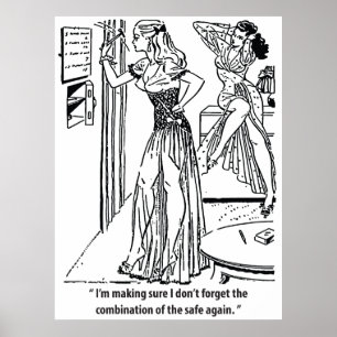 Affiche Combinaison sûre, Humour, Jolie femme, Vintage