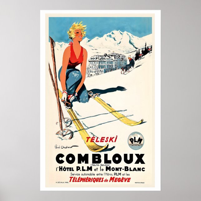 Affiche Combloux, Téléphérique de Megève, France   Vintage (Devant)